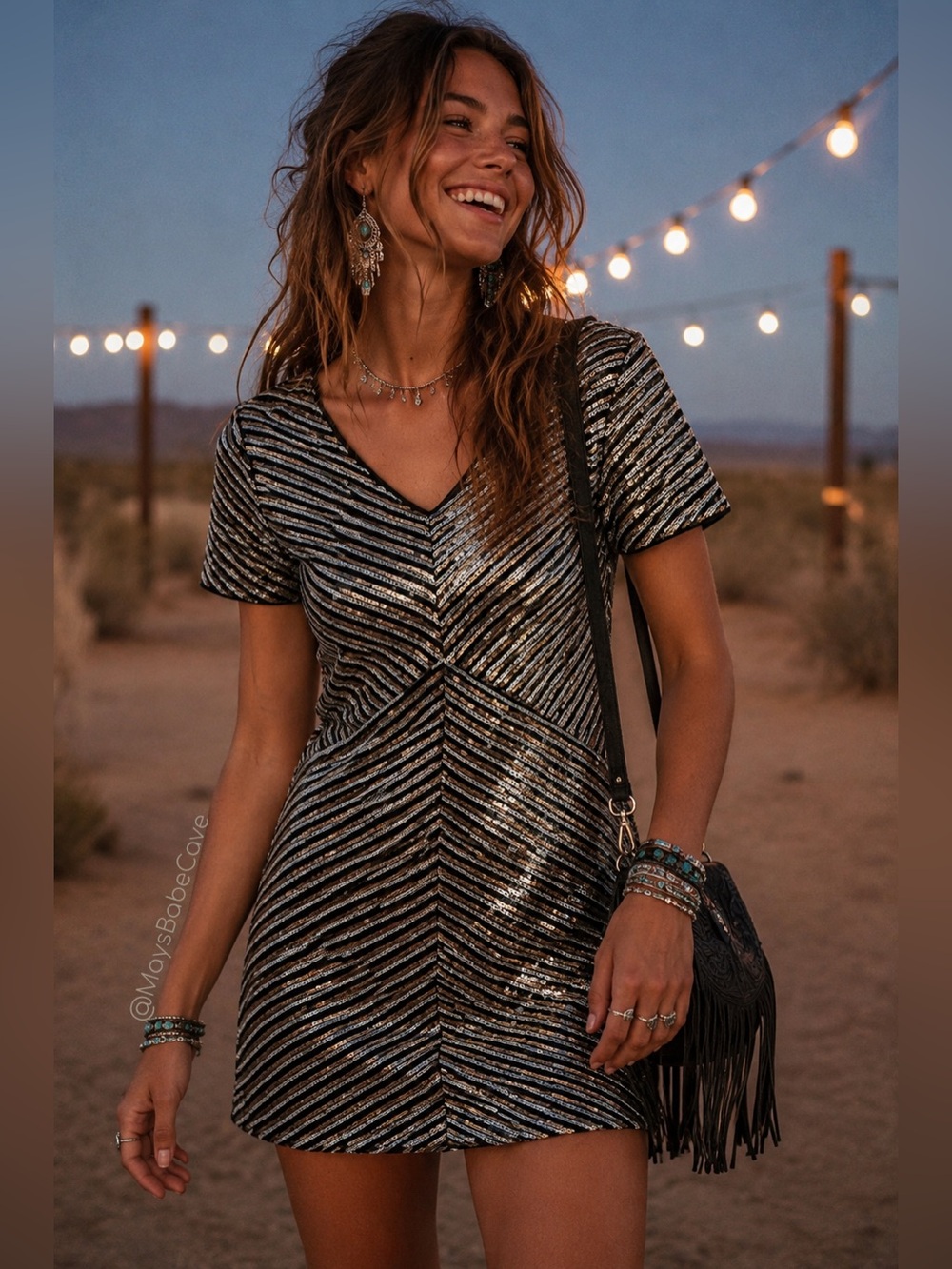 Lulus Broadway Star Black Gold Silver Sequin Mini Dress